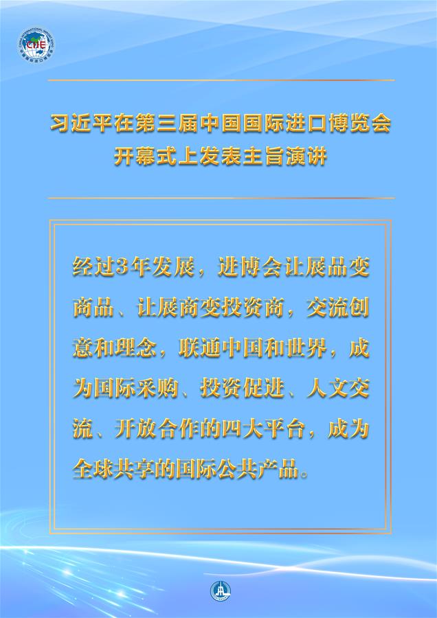 （圖表&middot;海報(bào)）［第三屆進(jìn)博會(huì)］習(xí)近平在第三屆中國(guó)國(guó)際進(jìn)口博覽會(huì)開幕式上發(fā)表主旨演講 （4）