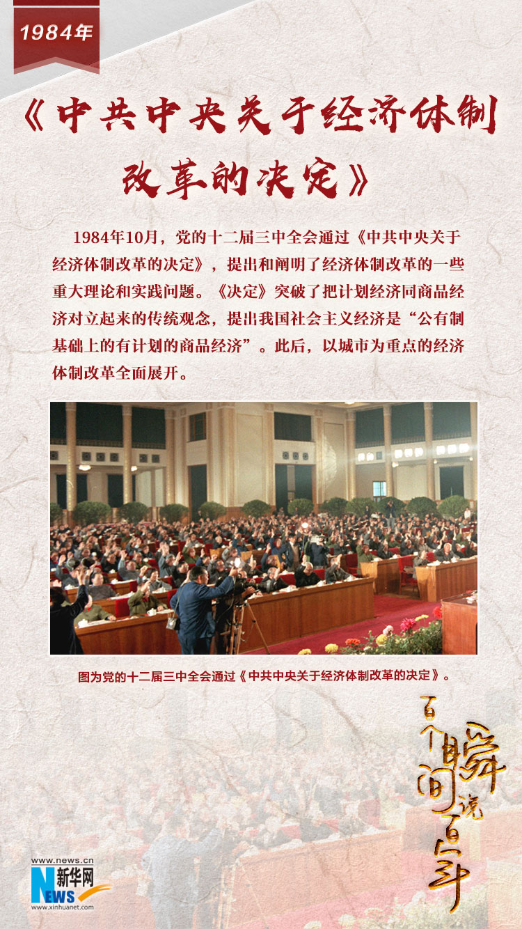 1984，《中共中央關(guān)于經(jīng)濟(jì)體制改革的決定》