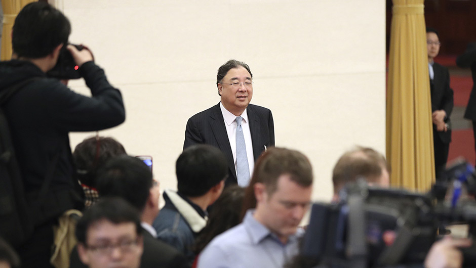 馬曉偉步入&ldquo;部長通道&rdquo;，準(zhǔn)備接受采訪