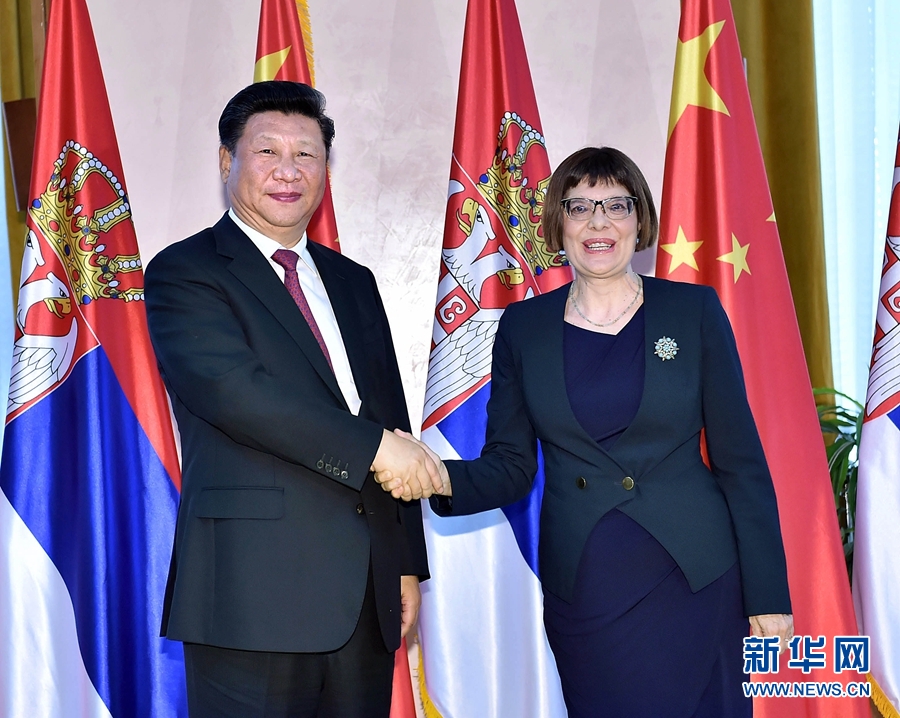 6月18日，國(guó)家主席習(xí)近平在貝爾格萊德會(huì)見(jiàn)塞爾維亞國(guó)民議會(huì)議長(zhǎng)戈伊科維奇。 新華社記者李濤攝