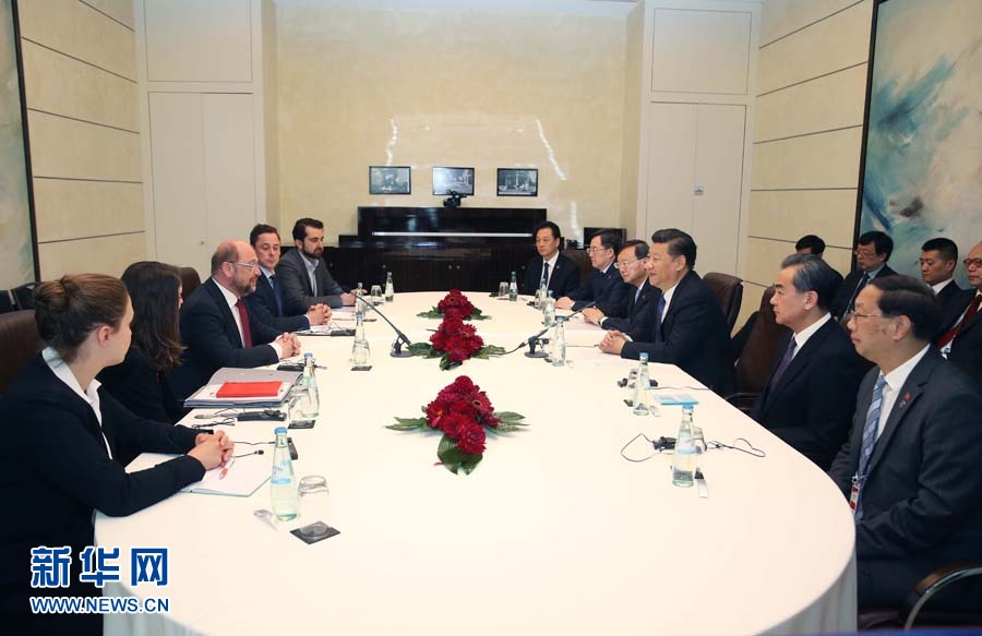 7月6日，國家主席習(xí)近平在柏林會見德國社會民主黨主席舒爾茨。新華社記者 姚大偉 攝