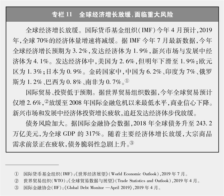 （圖表）[新時代的中國與世界白皮書]專欄11 全球經(jīng)濟(jì)增長放緩，面臨重大風(fēng)險(xiǎn)